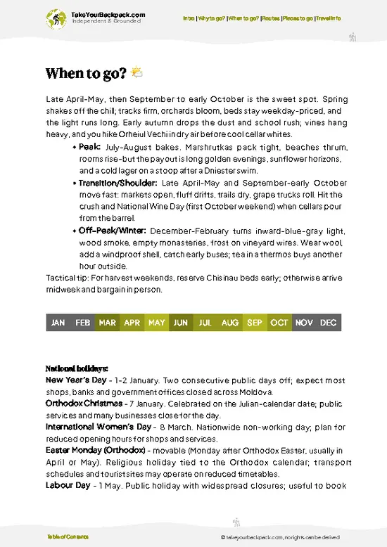 example page 3 from our offline Travel Guide for Moldova