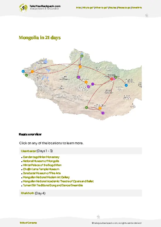 example page 4 from our offline Travel Guide for Mongolia