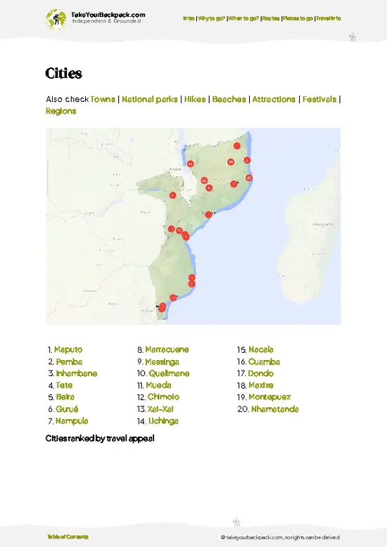 example page 6 from our offline Travel Guide for Mozambique