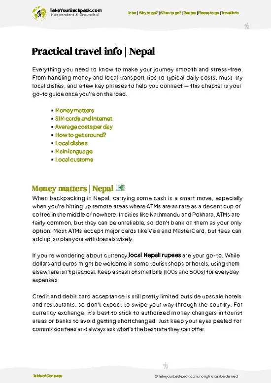example page 7 from our offline Travel Guide for Nepal