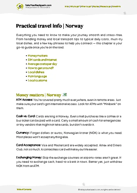 example page 7 from our offline Travel Guide for Norway