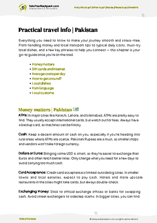 example page 7 from our offline Travel Guide for Pakistan