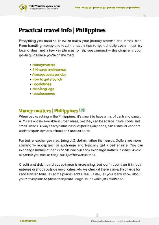 example page 7 from our offline Travel Guide for Philippines