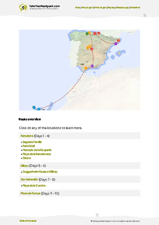example page 4 from our offline Travel Guide for Spain