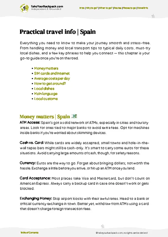 example page 7 from our offline Travel Guide for Spain