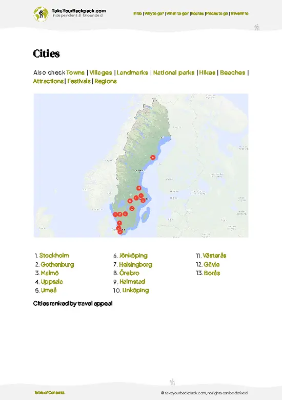 example page 6 from our offline Travel Guide for Sweden