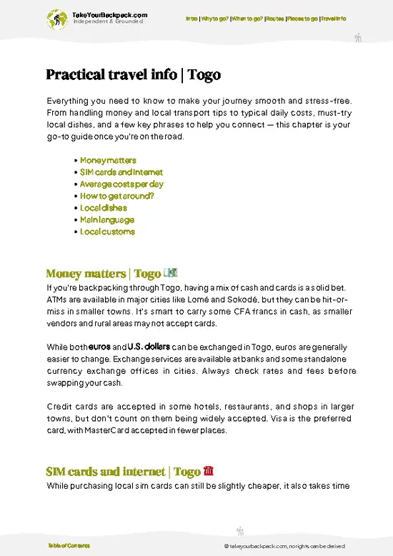 example page 7 from our offline Travel Guide for Togo