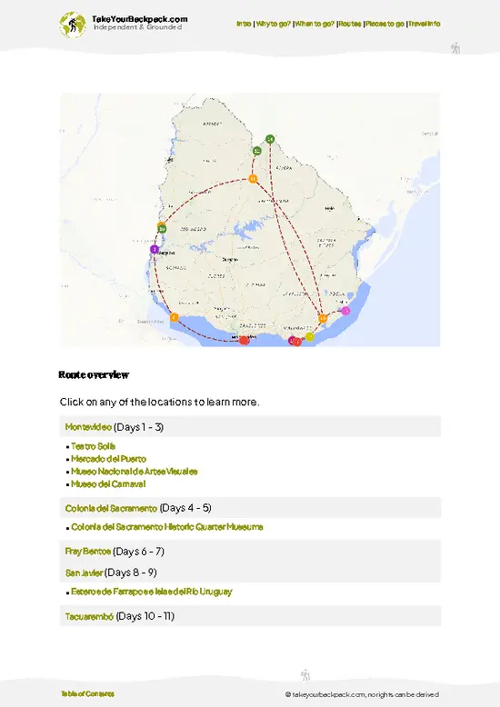 example page 4 from our offline Travel Guide for Uruguay