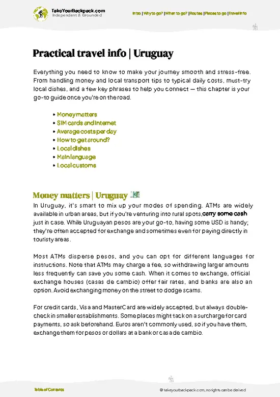 example page 7 from our offline Travel Guide for Uruguay