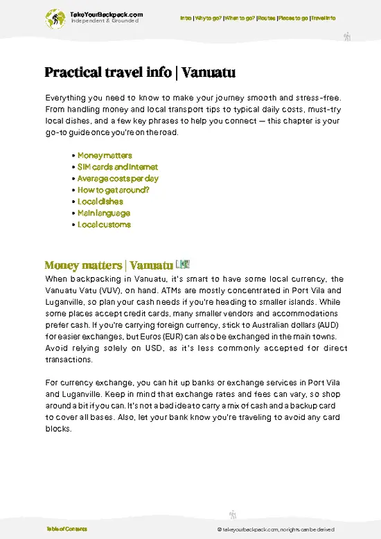 example page 7 from our offline Travel Guide for Vanuatu