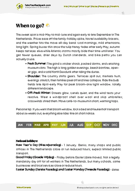 example page 3 from our offline Travel Guide for Netherlands