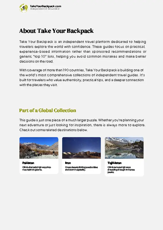 example page 1 from our offline Travel Guide for Afghanistan