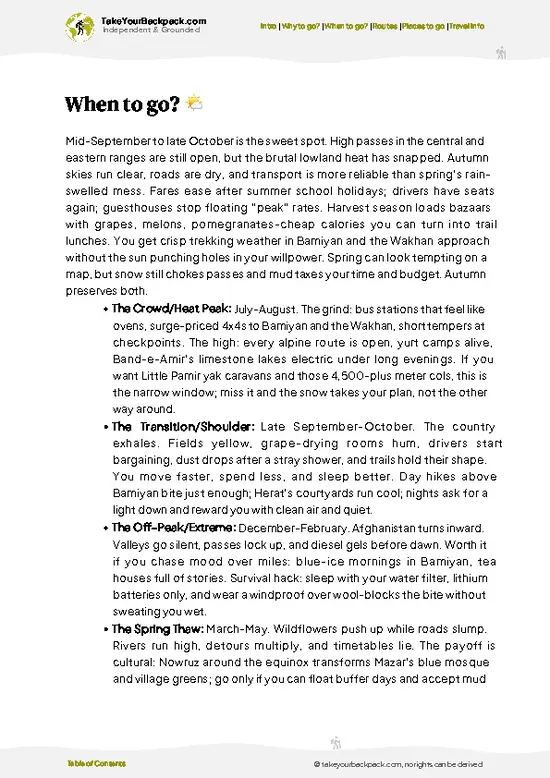example page 3 from our offline Travel Guide for Afghanistan