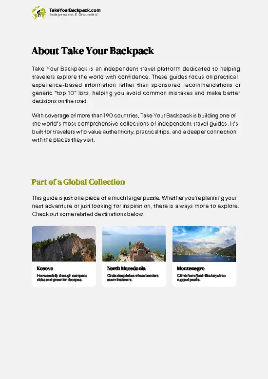 example page 1 from our offline Travel Guide for Albania