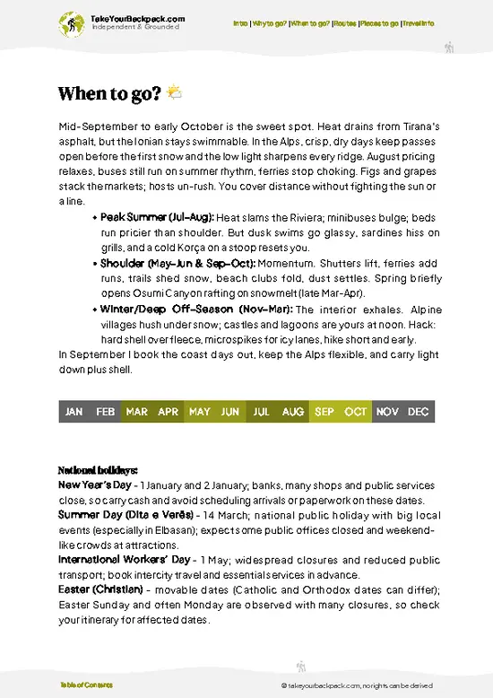 example page 3 from our offline Travel Guide for Albania