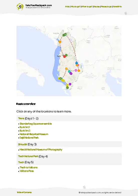 example page 4 from our offline Travel Guide for Albania