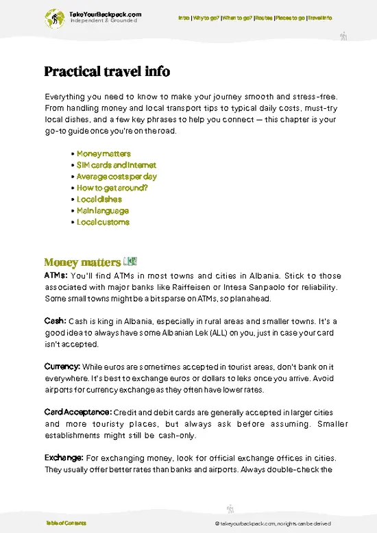 example page 7 from our offline Travel Guide for Albania