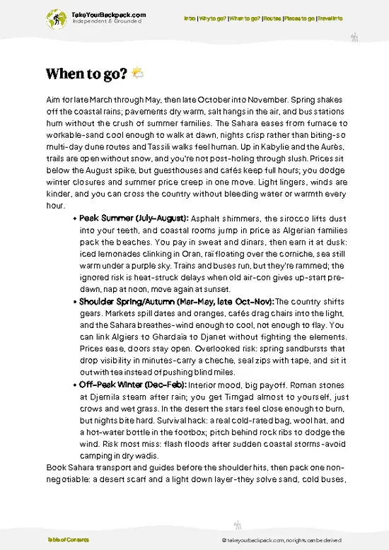 example page 3 from our offline Travel Guide for Algeria