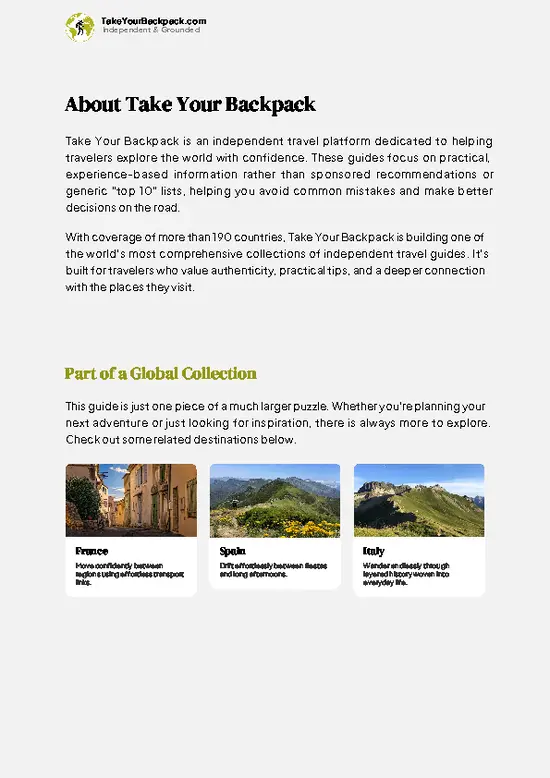 example page 1 from our offline Travel Guide for Andorra