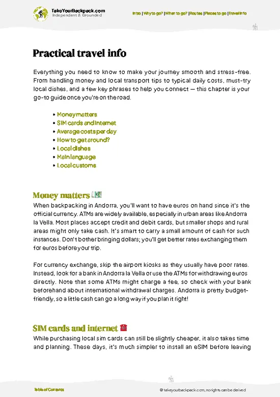 example page 7 from our offline Travel Guide for Andorra