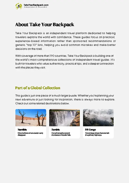 example page 1 from our offline Travel Guide for Angola