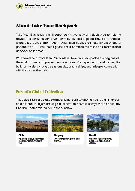 example page 1 from our offline Travel Guide for Argentina