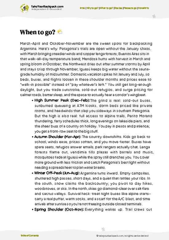 example page 3 from our offline Travel Guide for Argentina