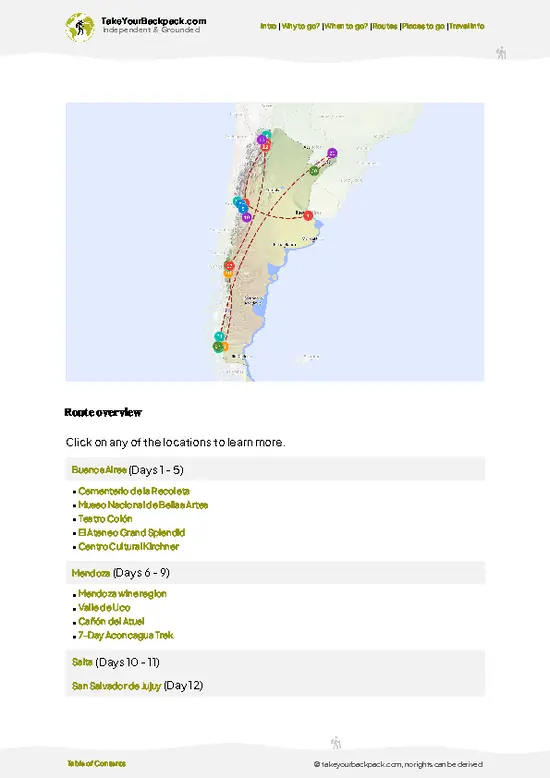 example page 4 from our offline Travel Guide for Argentina