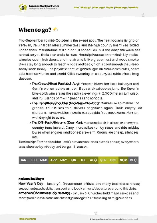 example page 3 from our offline Travel Guide for Armenia