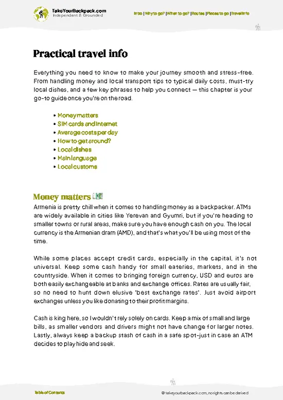 example page 7 from our offline Travel Guide for Armenia