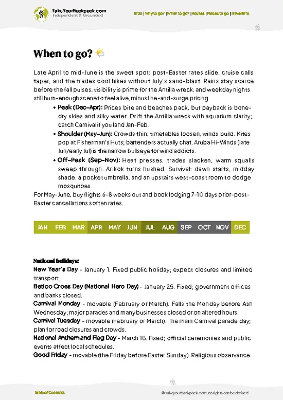 example page 3 from our offline Travel Guide for Aruba