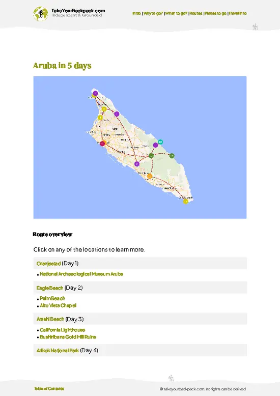 example page 4 from our offline Travel Guide for Aruba