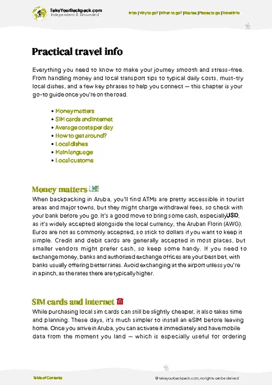 example page 7 from our offline Travel Guide for Aruba
