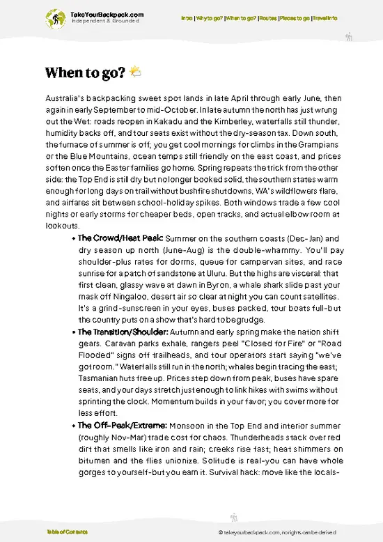 example page 3 from our offline Travel Guide for Australia