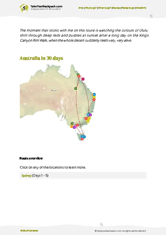 example page 4 from our offline Travel Guide for Australia