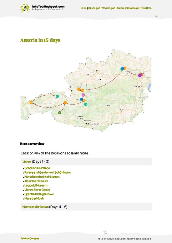 example page 4 from our offline Travel Guide for Austria