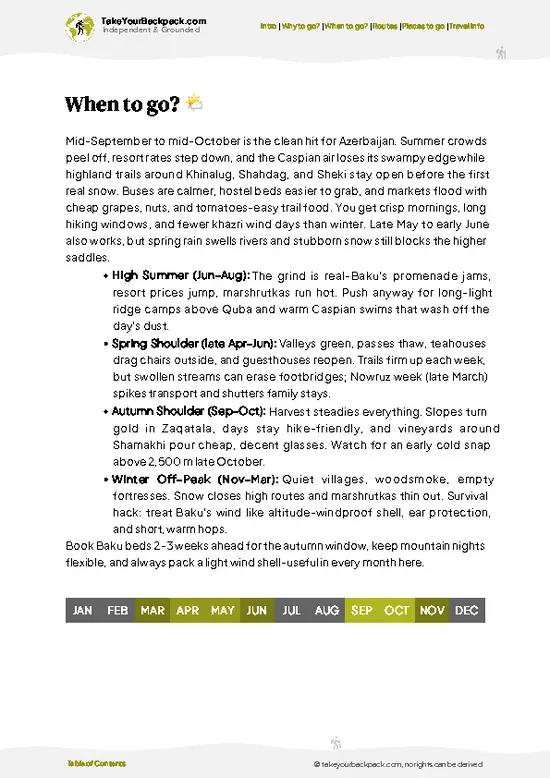example page 3 from our offline Travel Guide for Azerbaijan