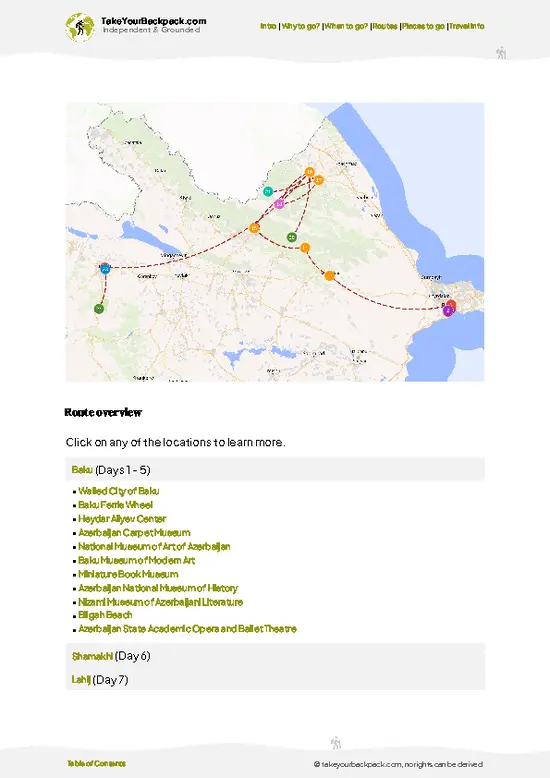 example page 4 from our offline Travel Guide for Azerbaijan