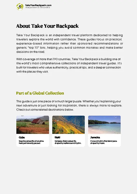example page 1 from our offline Travel Guide for Bahamas