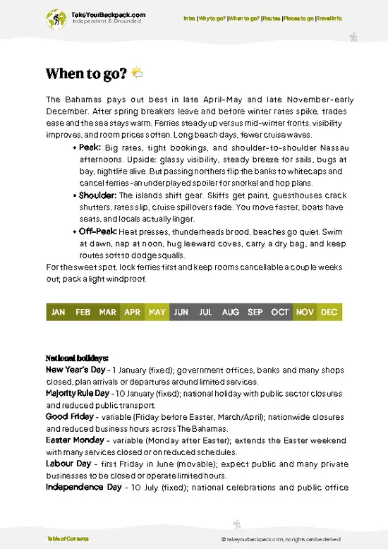 example page 3 from our offline Travel Guide for Bahamas