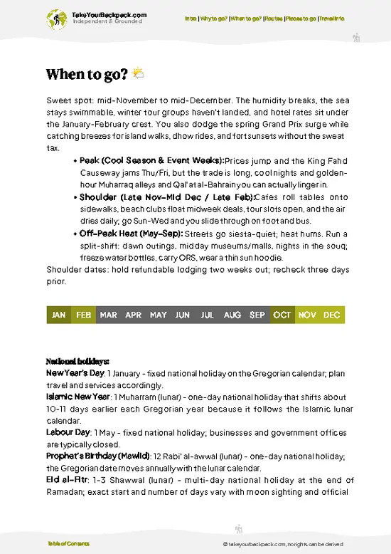 example page 3 from our offline Travel Guide for Bahrain