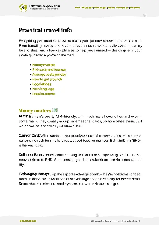 example page 7 from our offline Travel Guide for Bahrain