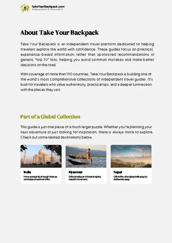example page 1 from our offline Travel Guide for Bangladesh