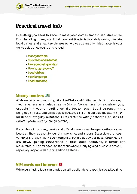 example page 7 from our offline Travel Guide for Bangladesh