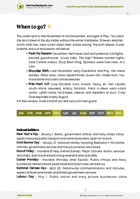 example page 3 from our offline Travel Guide for Barbados