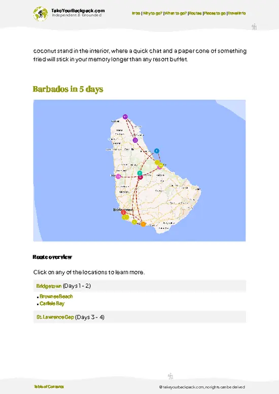 example page 4 from our offline Travel Guide for Barbados