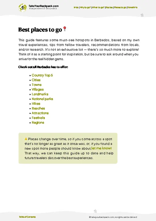 example page 5 from our offline Travel Guide for Barbados