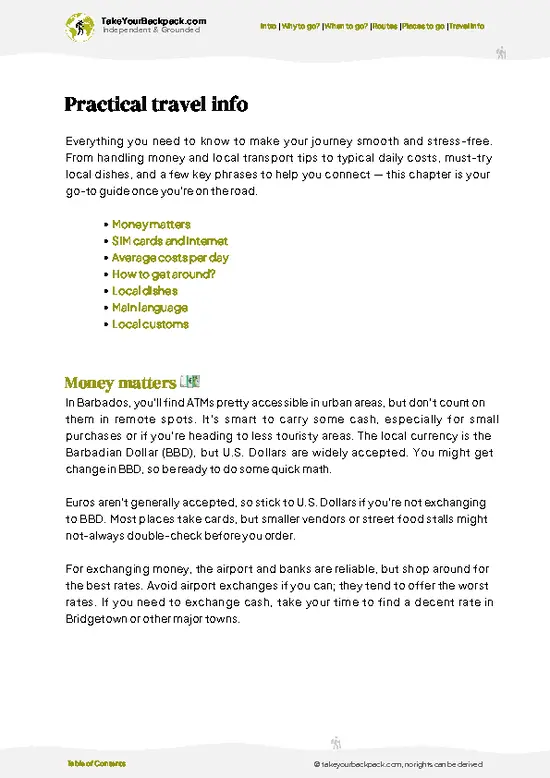 example page 7 from our offline Travel Guide for Barbados