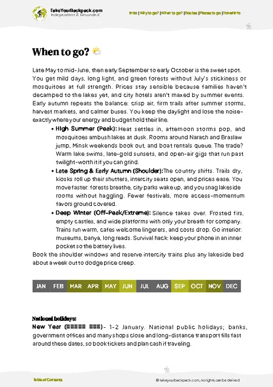 example page 3 from our offline Travel Guide for Belarus