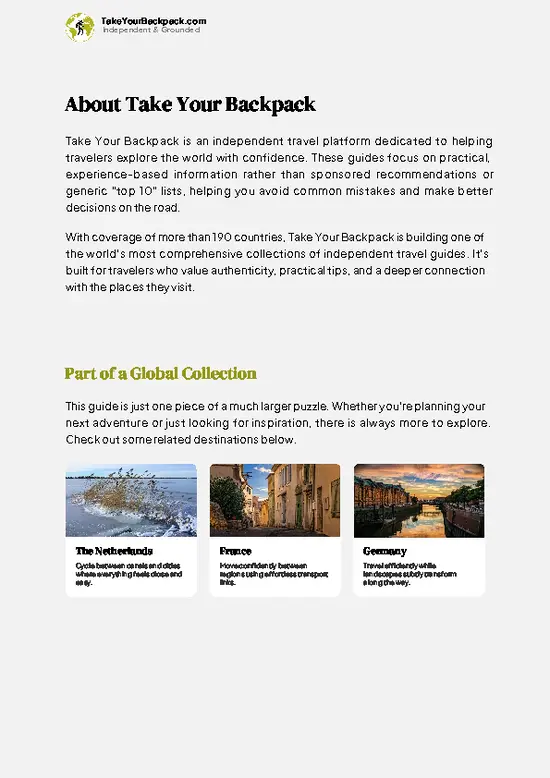 example page 1 from our offline Travel Guide for Belgium